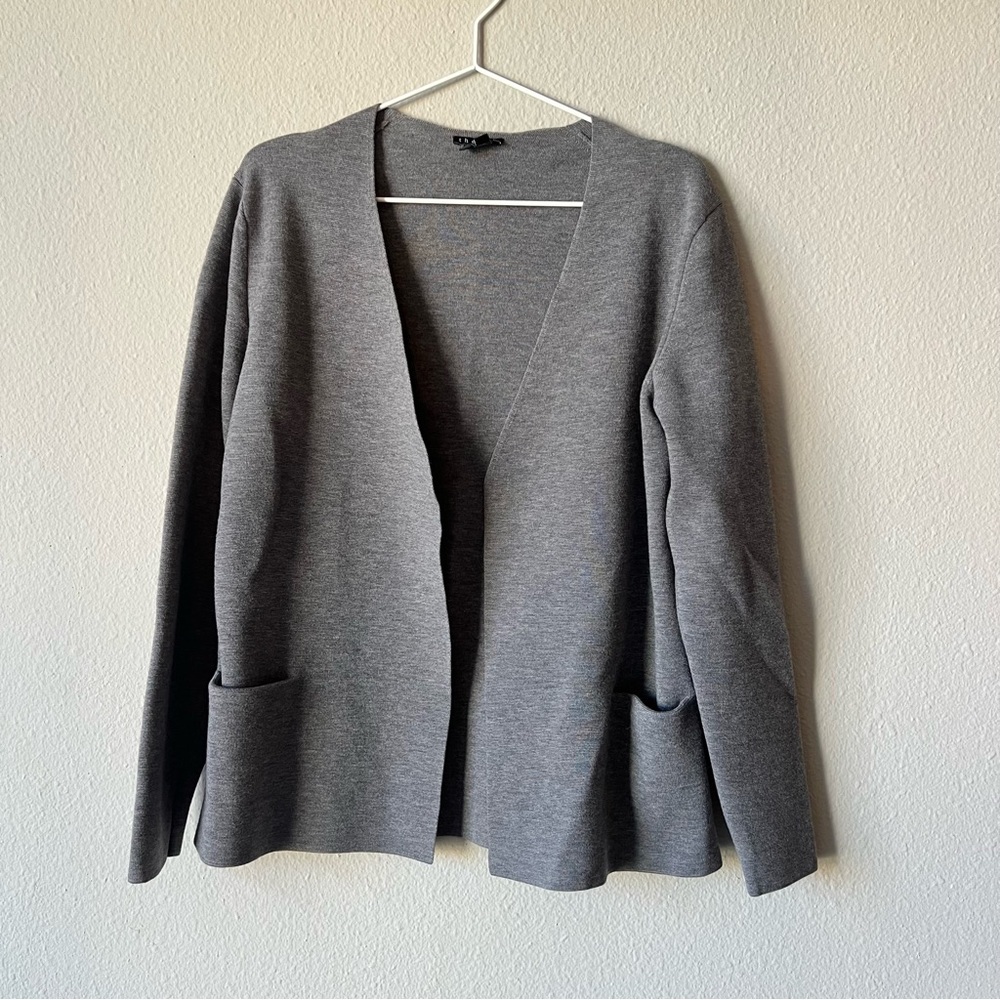 Theory Light Grey Wool Knit Sweater